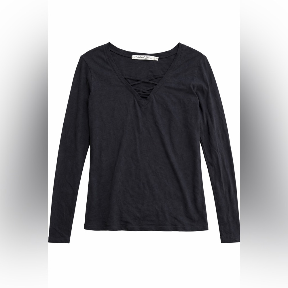 Michael stars lace up long sleeve tee